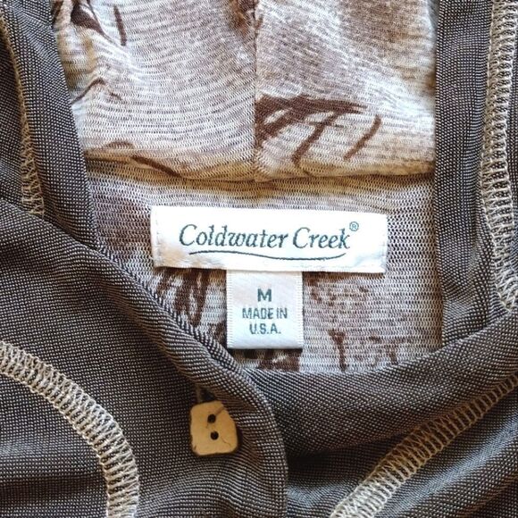 Coldwater Creek Women's Size Medium Stretchy Taupe Button up Jacket with Hoodie - Picture 7 of 13